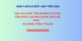 Bán 1.167m² đất mặt tiền đường Huỳnh Tấn Phát, xã Phú Xuân, Nhà Bè, Tp.HCM,