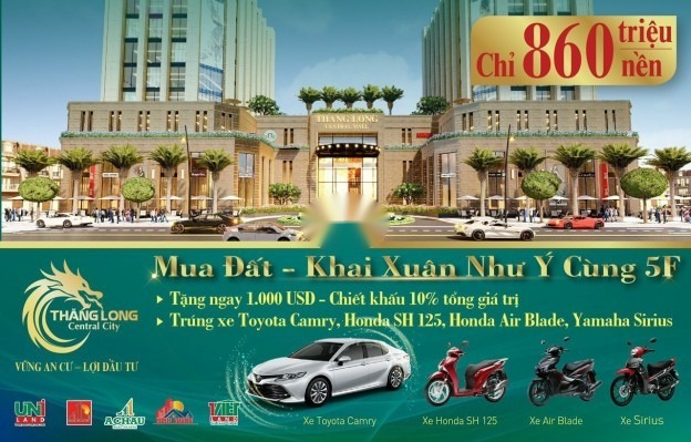 ĐẤT NỀN KHU ĐÔ THỊ THĂNG LONG RESIDENT TẠI TRUNG TÂM HÀNH CHÍNH BÀU BÀNG - 860 Triệu  - 70 m²