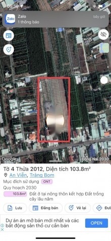 ĐẤT CHÍNH CHỦ CỰC ĐẸP NGAY XÃ AN VIỄN - TRẢNG BOM - ĐỒNG NAI.GIÁ CỰC TỐTT - 2,39 Tỷ  - 103,8 m²