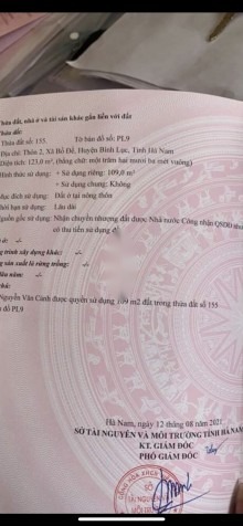 CHÍNH CHỦ CẦN BÁN ĐẤT TẠI BỒ ĐỀ - BÌNH LỤC - HÀ NAM - 950 Triệu  - 200 m²