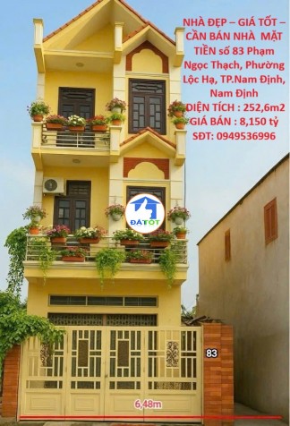NHÀ ĐẸP – GIÁ TỐT –CẦN BÁN NHÀ  MẶT TIỀN số 83 Phạm Ngọc Thạch, Phường Lộc Hạ, - 8 Tổng diện tích - 252 m²