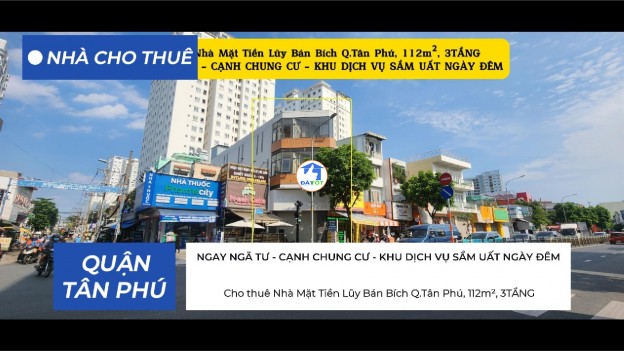 Cho thuê Nhà Mặt Tiền Lũy Bán Bích Q.Tân Phú, 112m²,3TẦNG - NGAY NGÃ TƯ