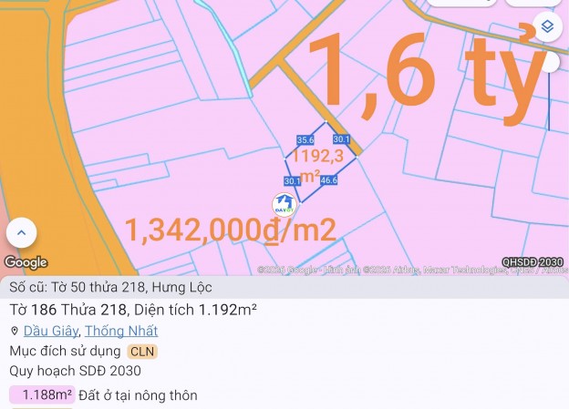 Bán thu hồi vốn lô đất trồng cây lâu năm giá 1,6 tỷ