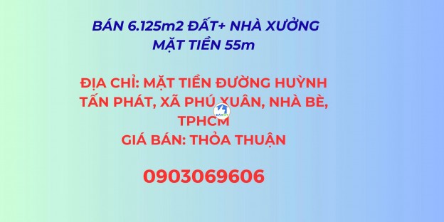 Bán 6.125m² đất + Nhà xưởng, mặt tiền đường Huỳnh Tấn Phát, Xã Phú Xuân Nhà Bè,