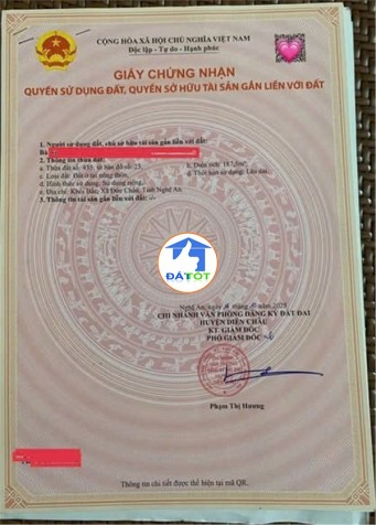 ĐẦU TƯ LÀ SINH LỜI - Đất Chính Chủ Khu Quy Hoạch Chia Lô XÃ DIỄN HỒNG - DIỄN - 1 Tổng diện tích - 187 m²