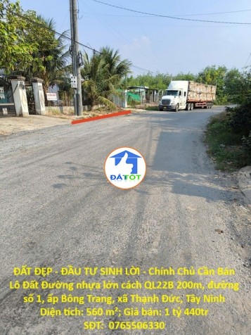 ĐẤT ĐẸP - ĐẦU TƯ SINH LỜI - Chính Chủ Cần Bán Lô Đất  xã Thạnh Đức, Tây Ninh - 1440000 Tổng diện tích - 560 m²