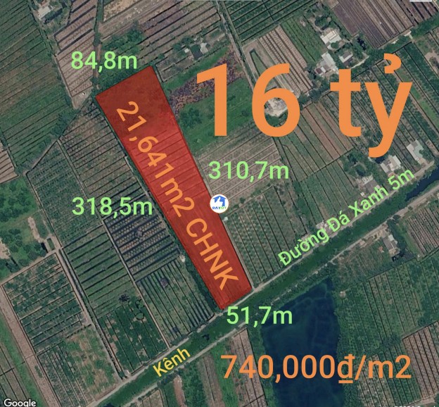 Bán lô đất CHNK không dính quy hoạch cho chuyển thổ giá 16tỷ - 16000000 Tổng diện tích - 21641 m²