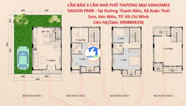 CẦN BÁN 3 CĂN NHÀ PHỐ THƯƠNG MẠI VINHOMES SAIGON PARK –Tại Đ. Thanh Niên, - 5576000 Tổng diện tích - 50 m²