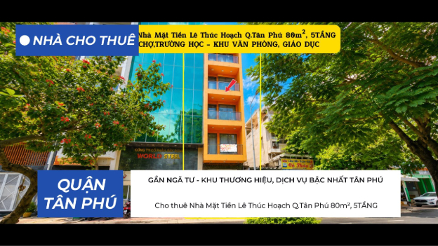 Cho thuê Nhà Mặt Tiền Lê Thúc Hoạch Q.Tân Phú 80m², 5TẦNG - KHU VĂN PHÒNG, GIÁO