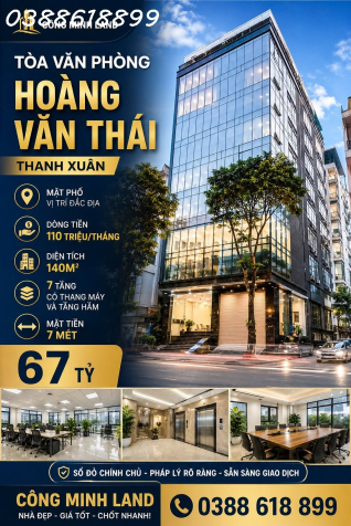BÁN TÒA VĂN PHÒNG HOÀNG VĂN THÁI - THANH XUÂN - MẶT PHỐ - DÒNG TIỀN 110