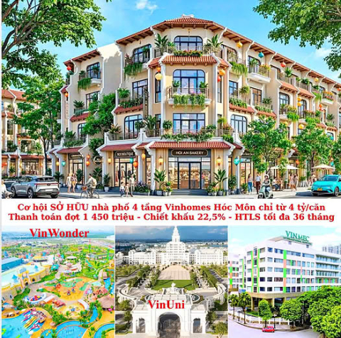 Vinhomes01 [CHỈ 4 TỶ] – BÁN NHÀ LIỀN KỀ VINHOMES HÓC MÔN 5M X 15M (75M²) – MẶT