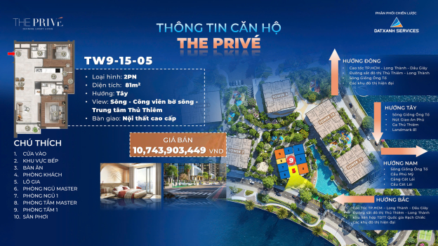 BÁN CĂN HỘ 2PN THE PRIVÉ – VIEW SÔNG & CÔNG VIÊN BỜ SÔNG THỦ THIÊM CHỈ TỪ 990TR