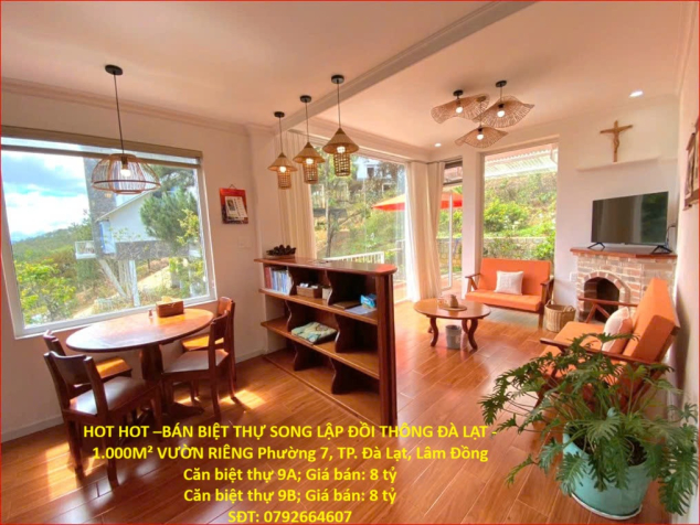 HOT HOT –BÁN BIỆT THỰ SONG LẬP ĐỒI THÔNG ĐÀ LẠT - 1.000M² VƯỜN RIÊNG Phường 7,