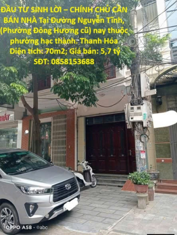 ĐẦU TƯ SINH LỜI – CHÍNH CHỦ CẦN BÁN NHÀ Tại Phường Đông Hương, TP Thanh Hóa,